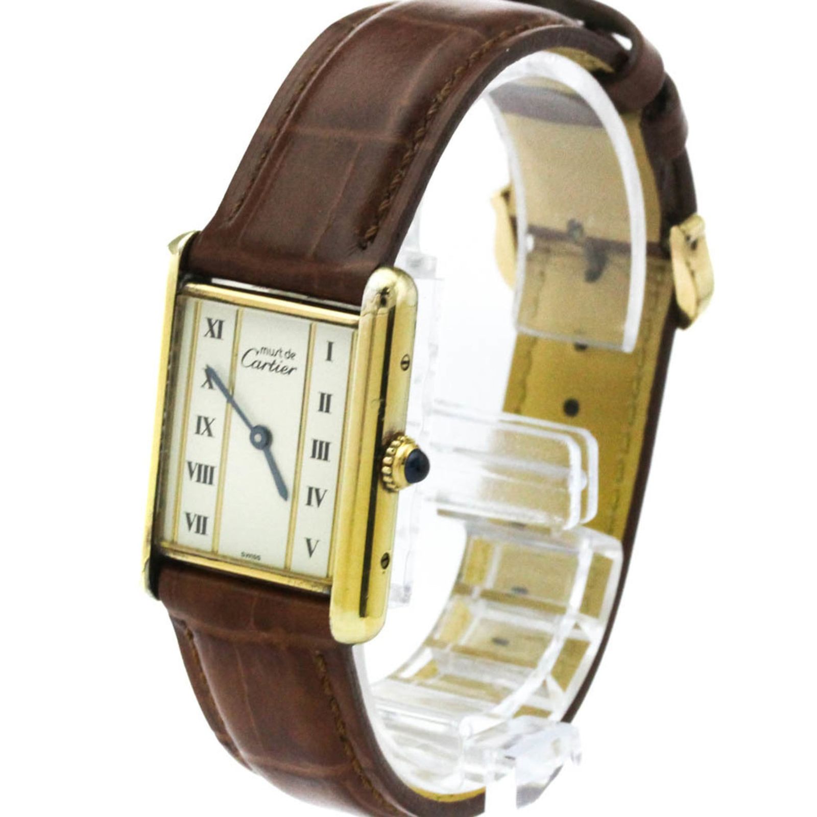 カルティエ (CARTIER) タンク ヴェルメイユ ゴールドプレート レザー