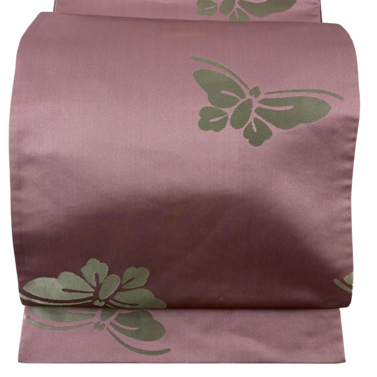 美品】 袋帯 名品 辻村ジュサブロー 落款 蝶 小豆色 六通 正絹 【中古