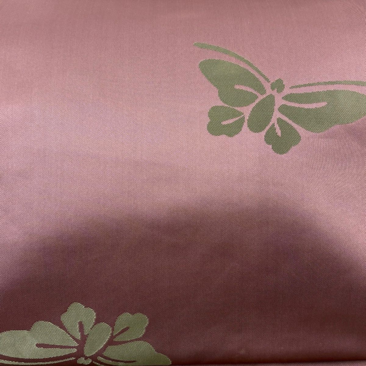 美品】 袋帯 名品 辻村ジュサブロー 落款 蝶 小豆色 六通 正絹 【中古