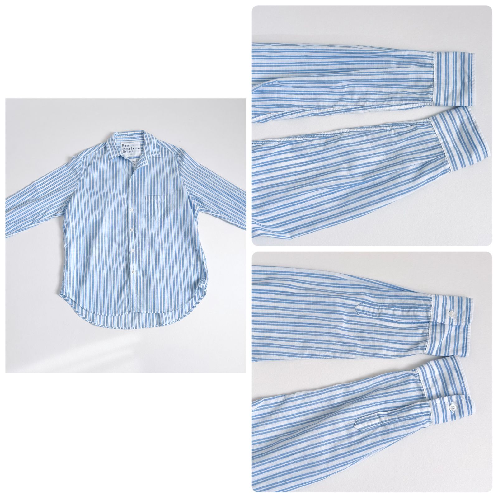 美品✨フランクアンドアイリーン バリー チェック 青×白 M相当 シャツ 