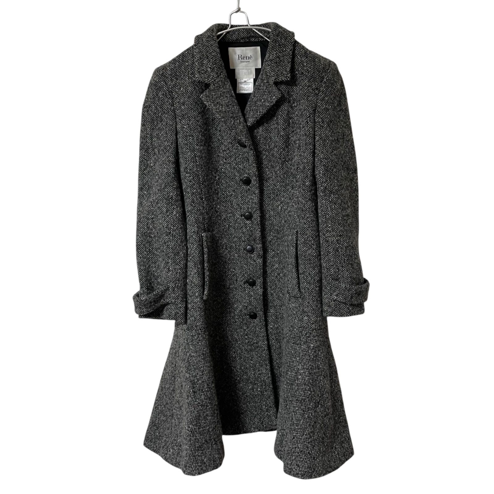 美品】Rene ルネ ウールツイードコート ロングコート グレー サイズ34
