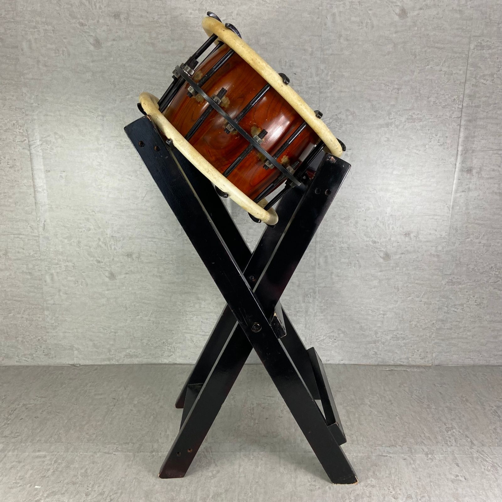 締太鼓 ボルト締め 附締太鼓 和太鼓 3丁掛け 7寸 立奏台付き 厚み約