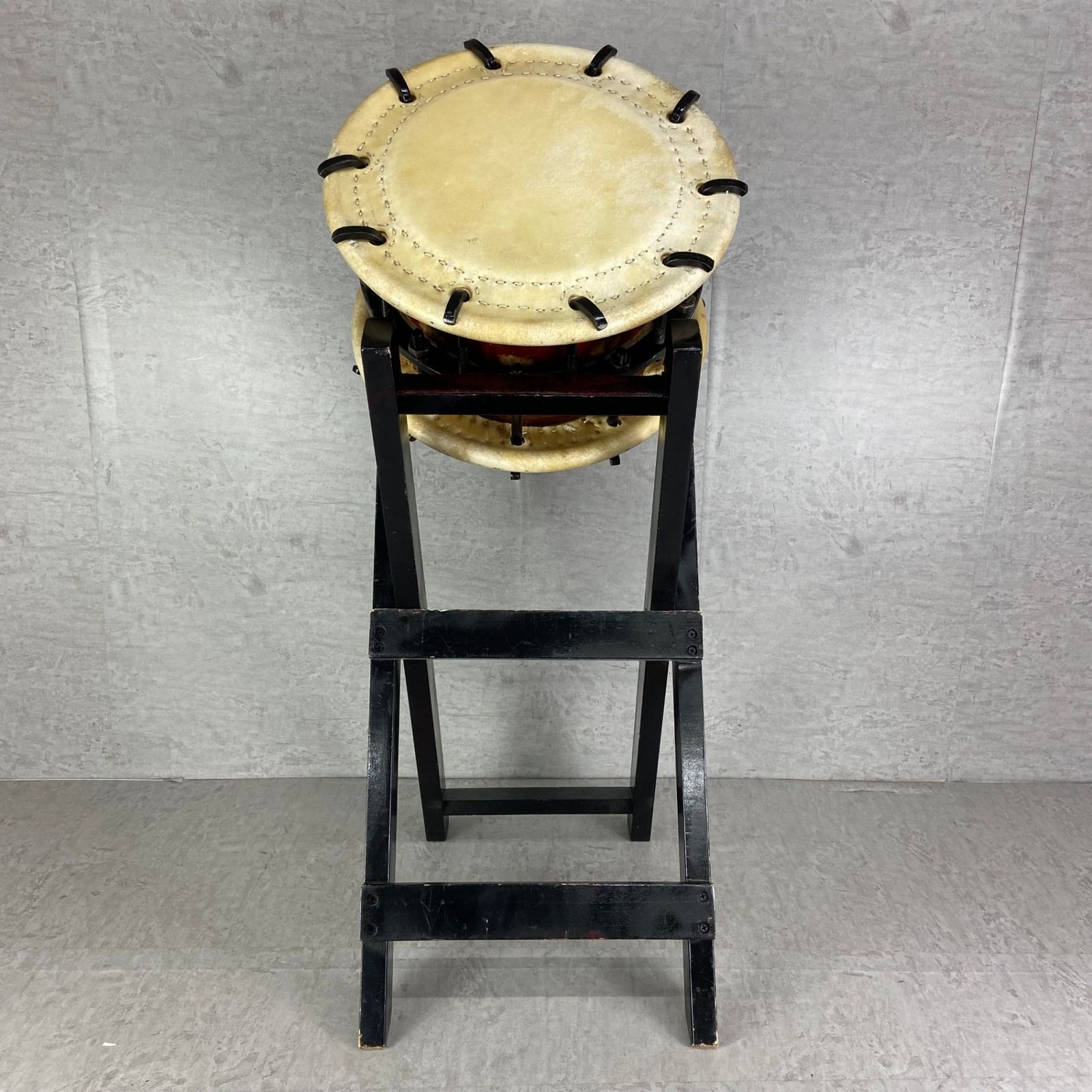 締太鼓 ボルト締め 附締太鼓 和太鼓 3丁掛け 7寸 立奏台付き 厚み約