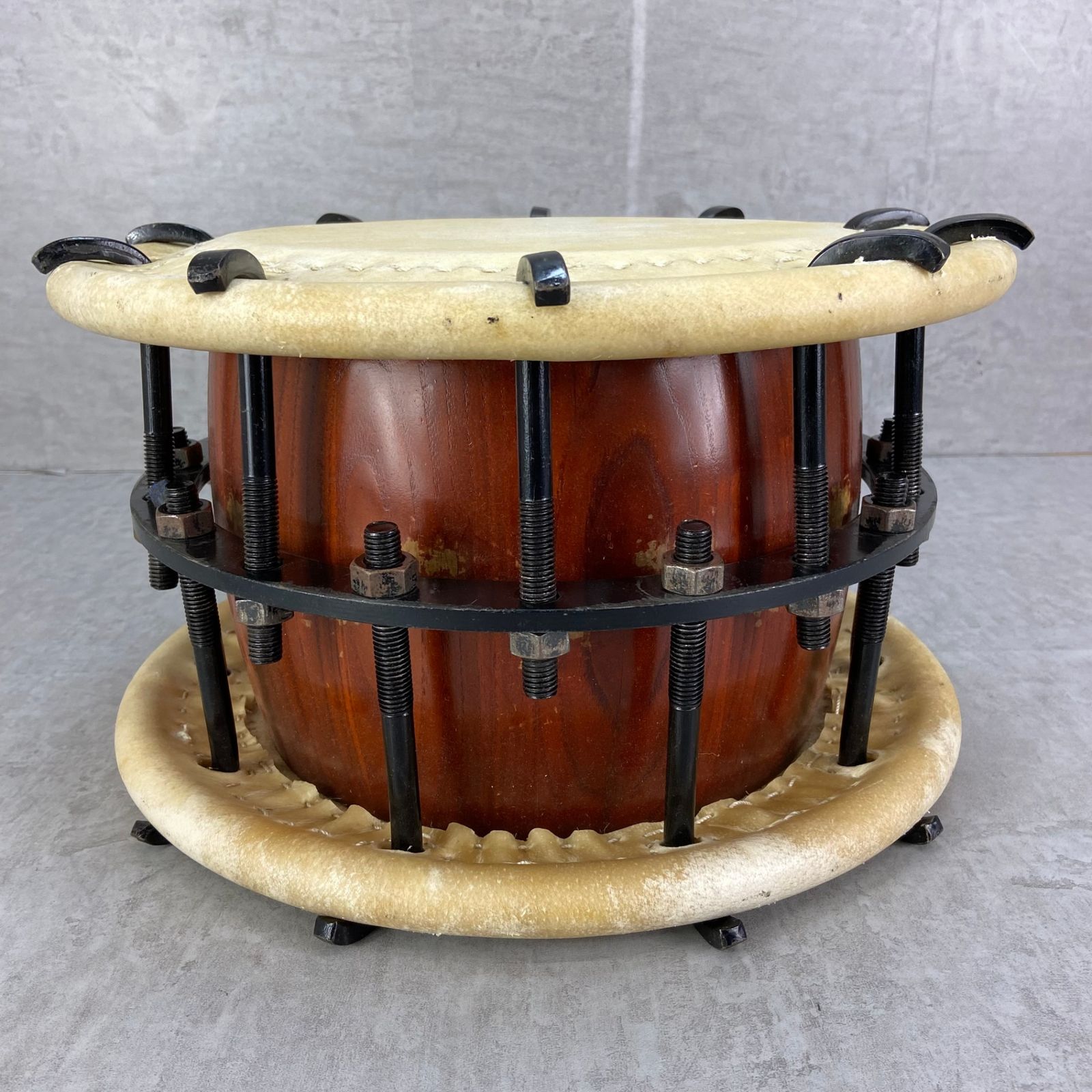 締太鼓 ボルト締め 附締太鼓 和太鼓 3丁掛け 7寸 立奏台付き 厚み約