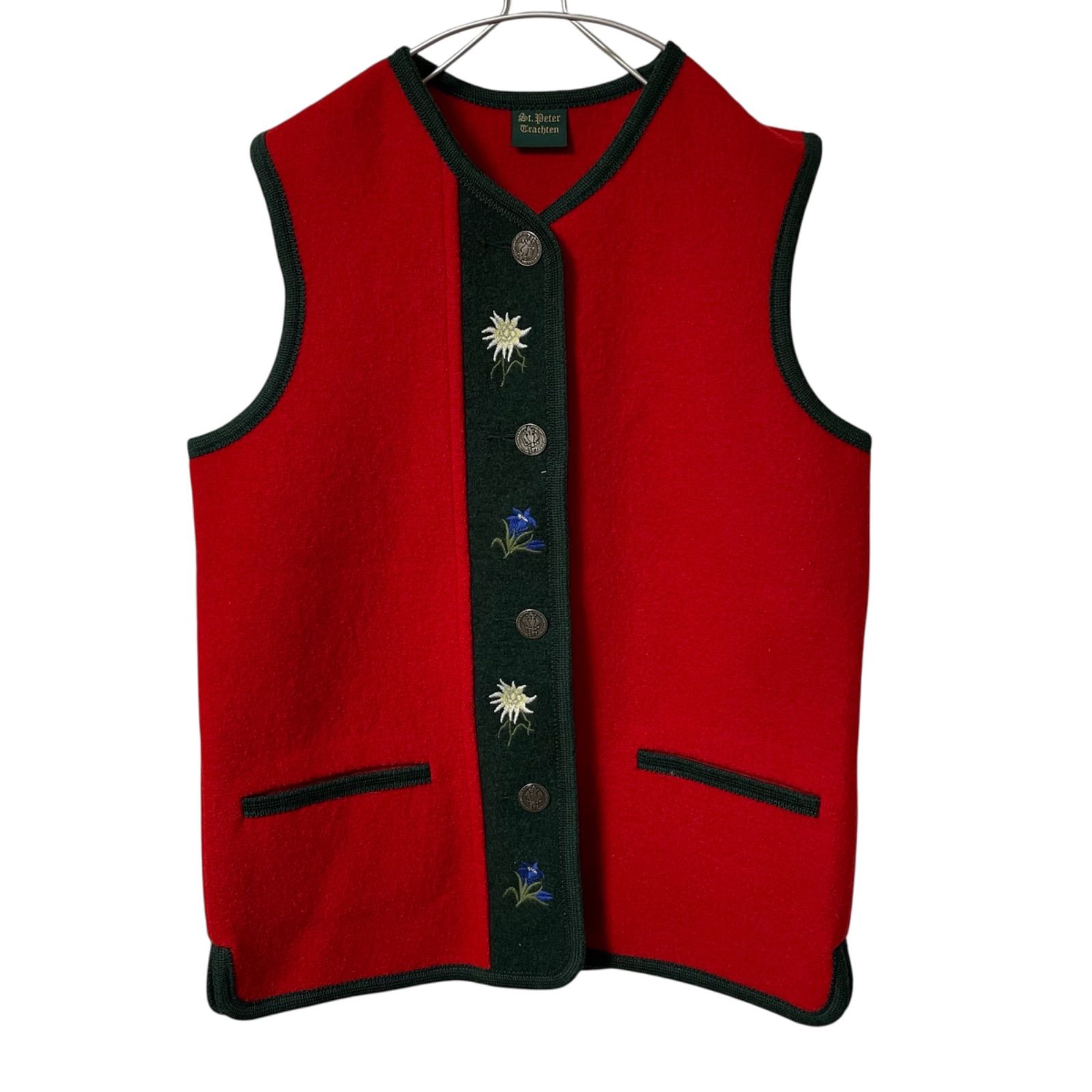 美品】St.Peter Trachten チロリアンベスト ヴィンテージ レッド