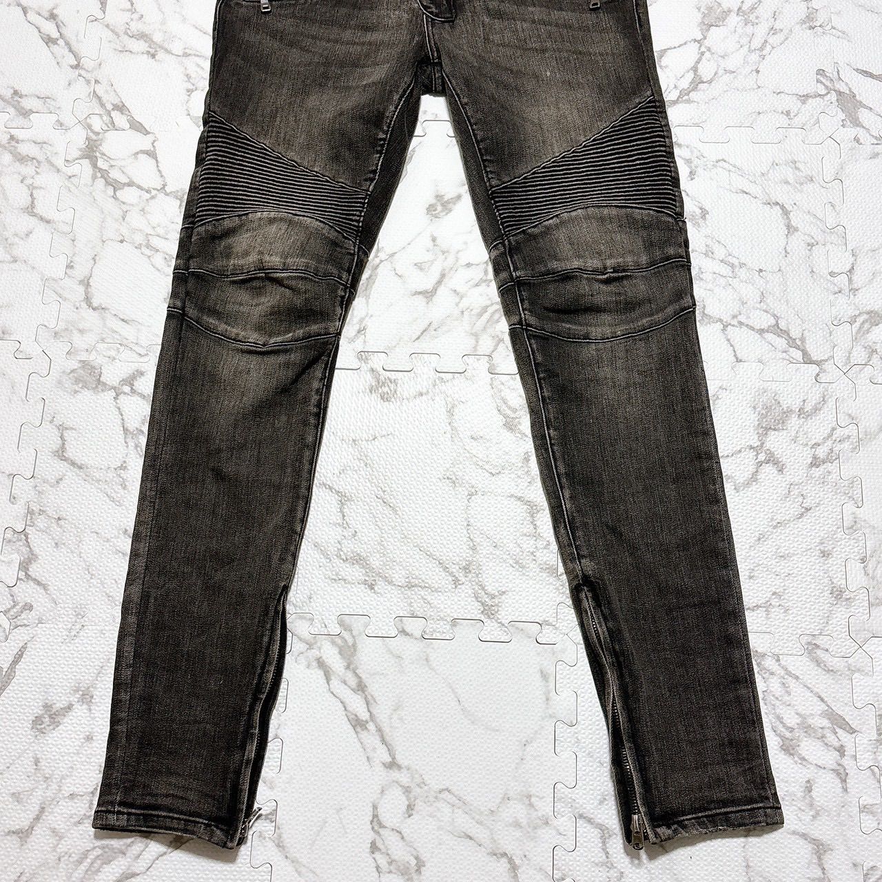 mnml バイカーパンツ 黒 32 ストレッチ スキニー mnml ミニマル バイカーデニム ストレッチパンツ 32サイズ ブラック 裾