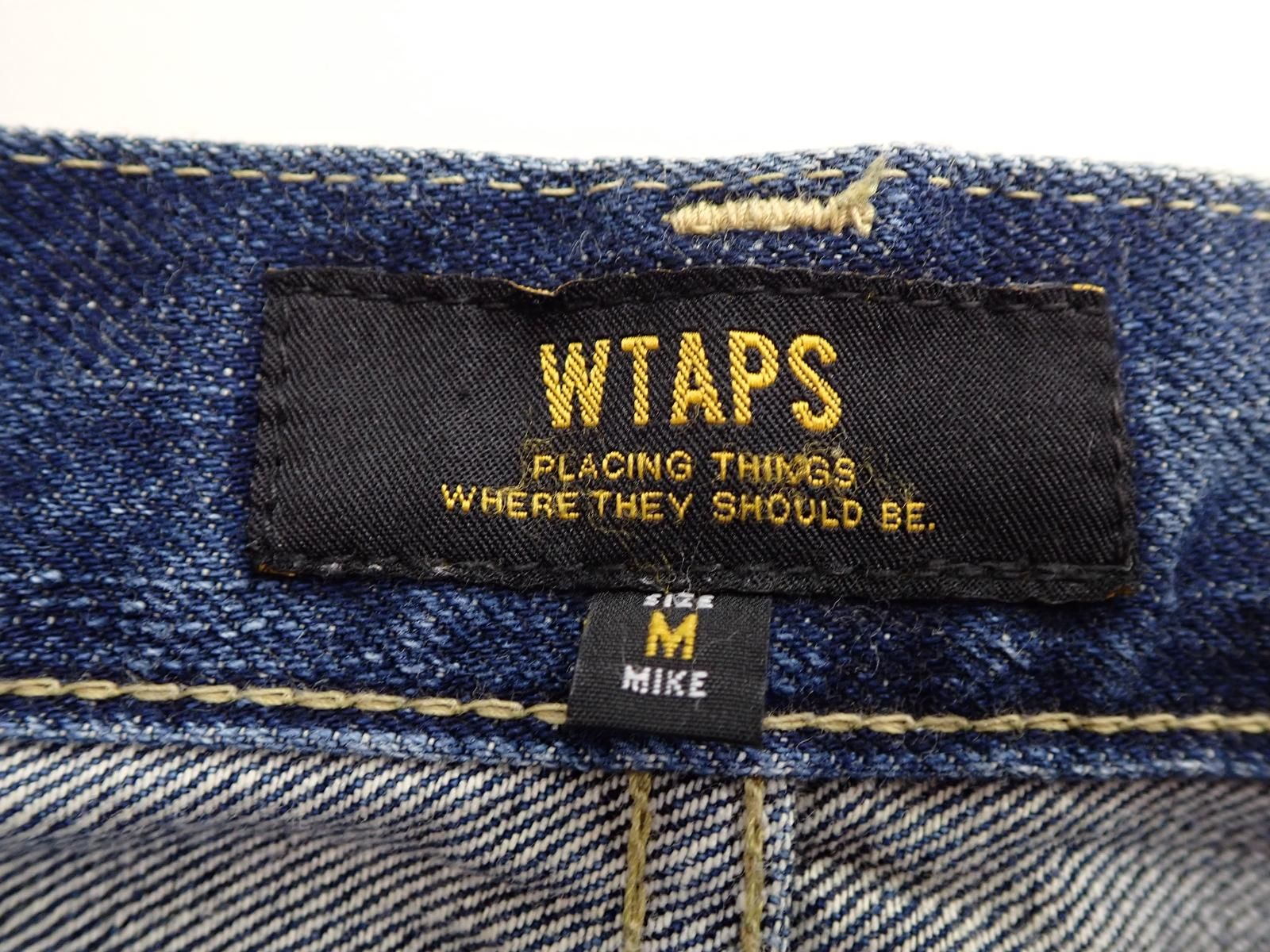 メンズ WTAPS ダメージ加工 ストレートデニム34-36inc