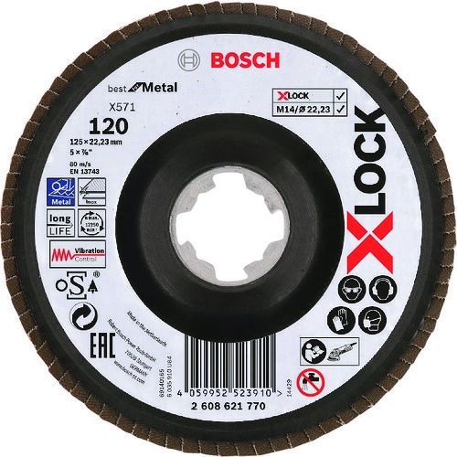 ボッシュ　Ｘ−ＬＯＣＫ　研磨ディスク１２５Ｇ１２０ベント 10枚セット