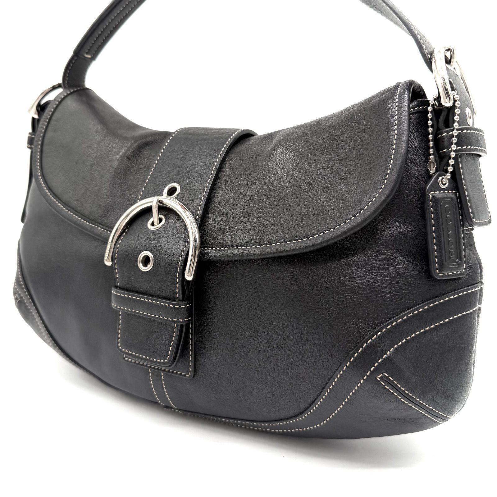 COACH y2k soho shoulder bag accessory porch black leather belt