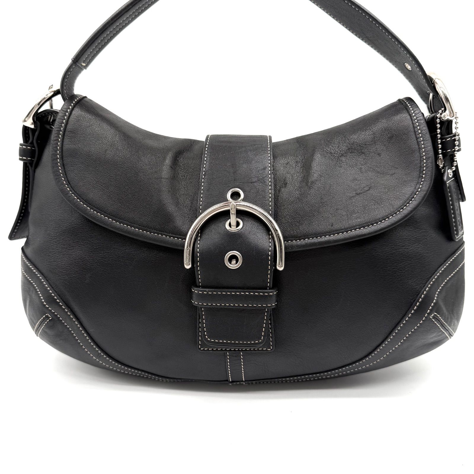 COACH y2k soho shoulder bag accessory porch black leather belt 