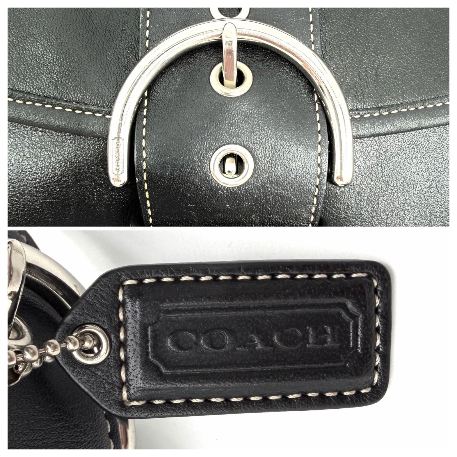 COACH y2k soho shoulder bag accessory porch black leather belt