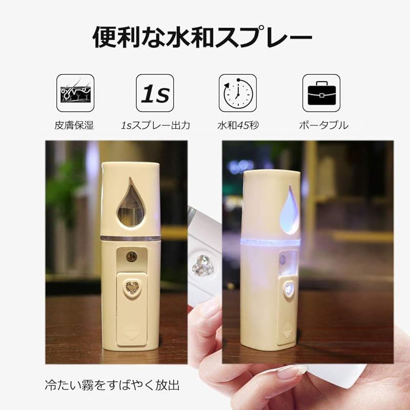 YDIナノ顔面噴霧器、ポータブルミニミストスプレー 補水美容器 美顔器