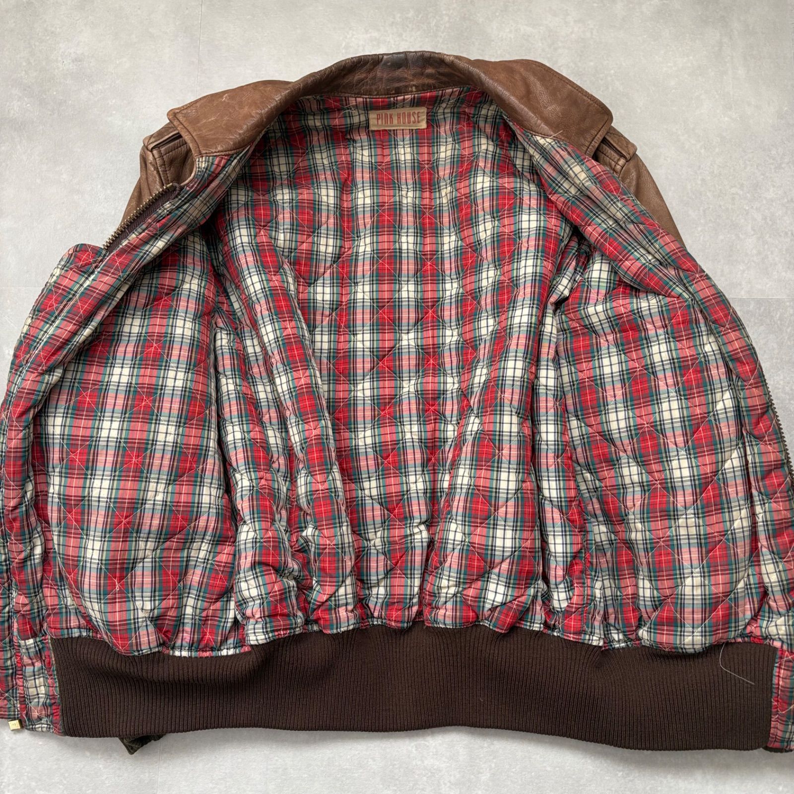 ピンクハウス A-2 レザージャケット M相当 ブラウン 本革 背面ロゴ
