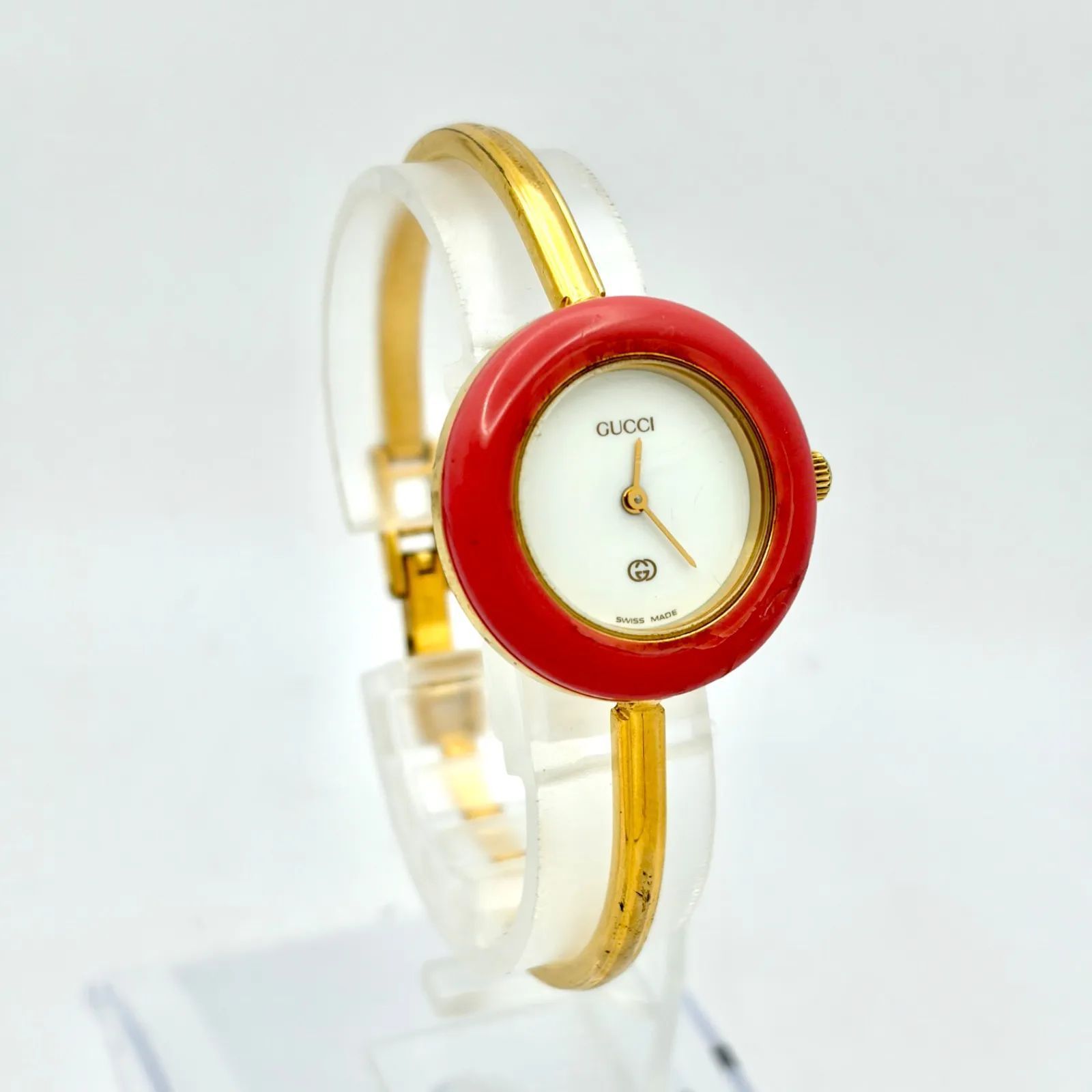 新品電池】GUCCI グッチ 1100-L チェンジベゼル ゴールド バングル