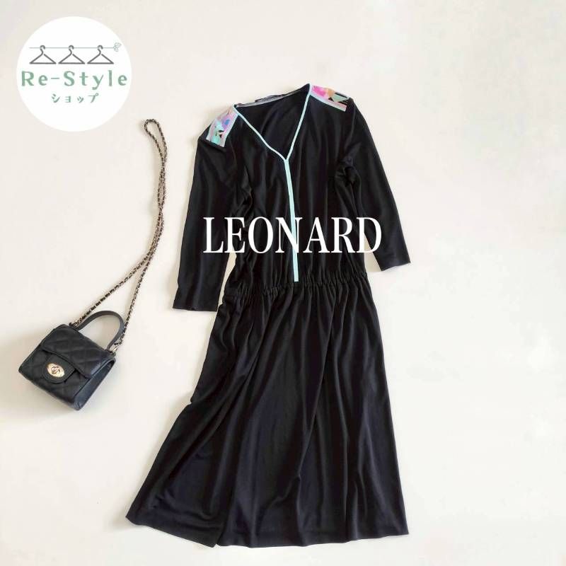 LEONARD レオナール ストレッチワンピース カンカン素材 近年 トリム