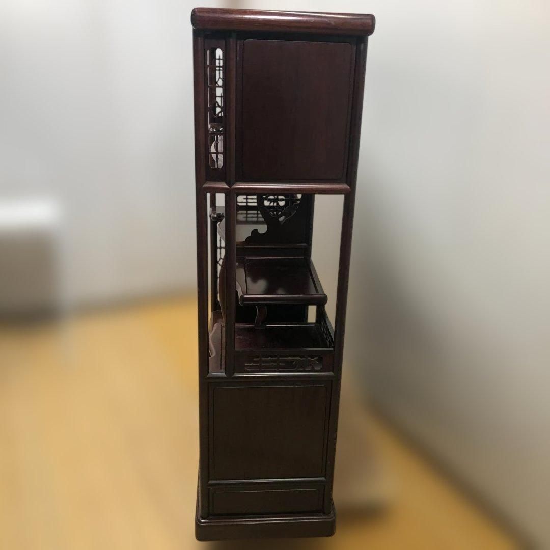 中国家具 唐木 飾り棚 茶棚 木製 彫刻 透かし彫り 収納棚 キャビネット