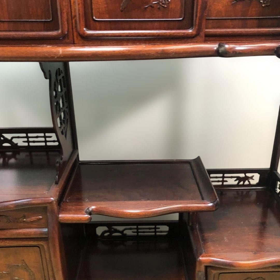 中国家具 唐木 飾り棚 茶棚 木製 彫刻 透かし彫り 収納棚 260126-3 中国家具 唐木 飾り棚 茶棚 木製 彫刻 透かし彫り 収納棚 キャビネット