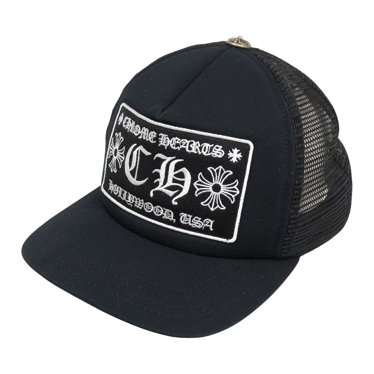クロムハーツ ロゴ 刺繍 トラッカー キャップ ユニセックス ブラック
