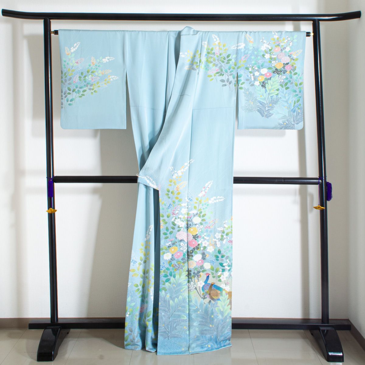 ［7156］訪問着 美品 花籬文 ロング丈 一つ紋 隅立て四つ目 正絹 着物 袷 7156］訪問着 美品 花籬文 ロング丈 一つ紋 隅立て四つ目 正絹 着物 袷