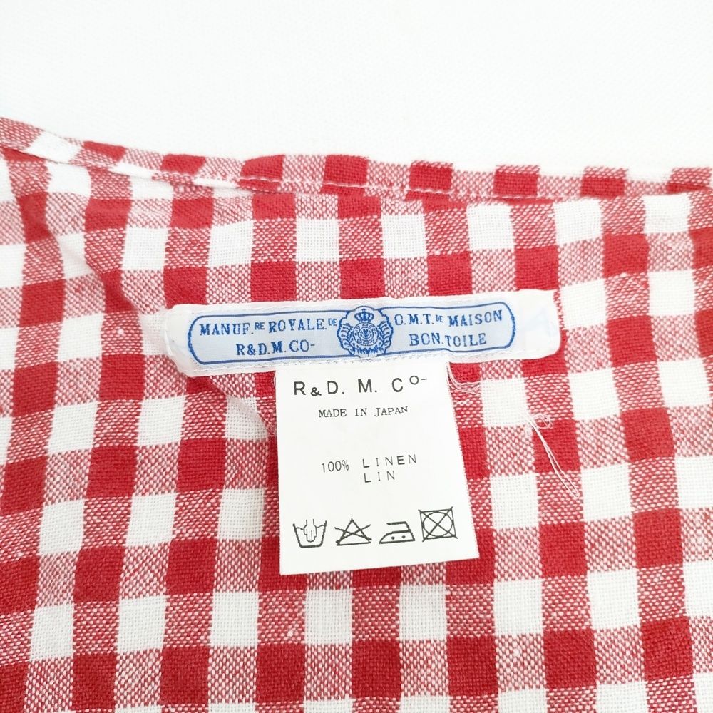 R&D.M.Co- リネン ギンガムチェック エプロン レッド ホワイト