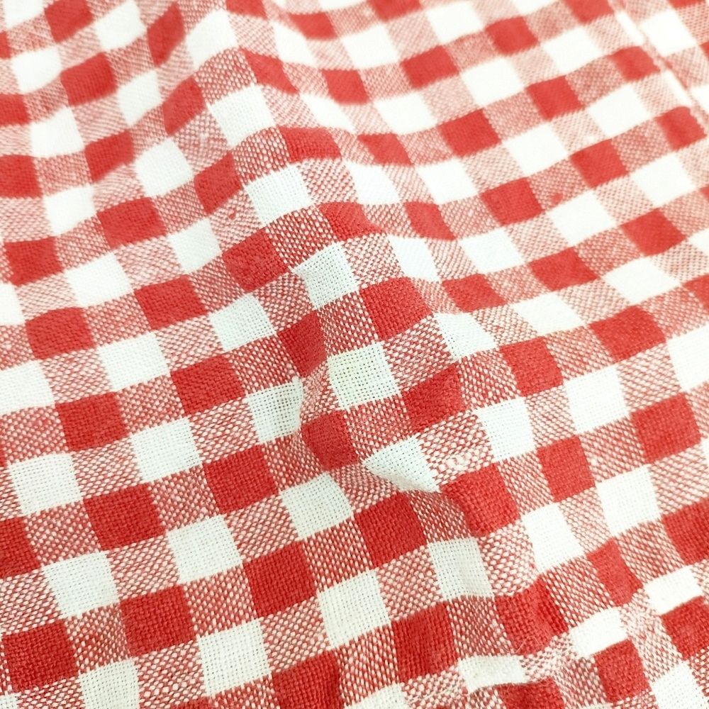 R&D.M.Co- リネン ギンガムチェック エプロン レッド ホワイト