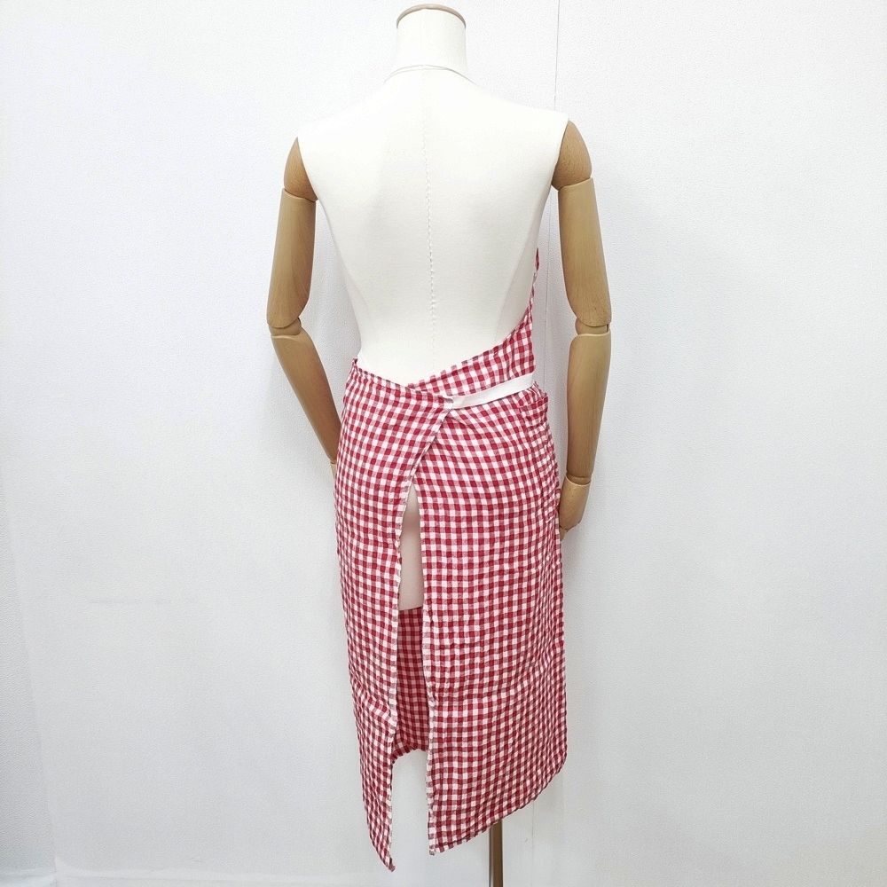 R&D.M.Co- リネン ギンガムチェック エプロン レッド ホワイト