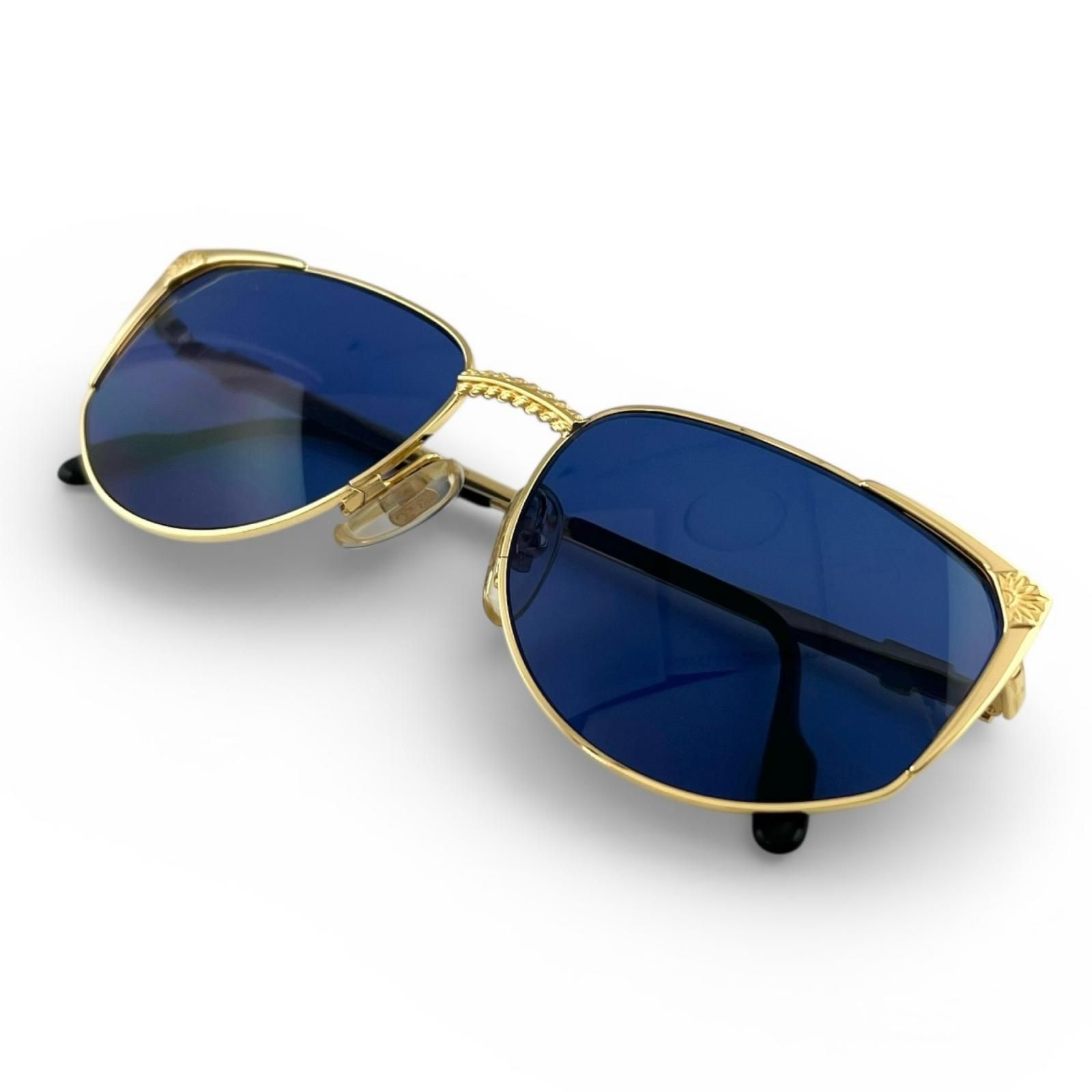 美品▲TIFFANY LUNETTES ティファニー ルネッツ ヴィンテージ 23k Gold Plated サングラス ブルー ゴールド 58□17 140 ケース付き イタリア製 メンズ Tiffany & Co. - TIFFANY LUNETTS ヴィンテージ 眼鏡 フレーム 23K