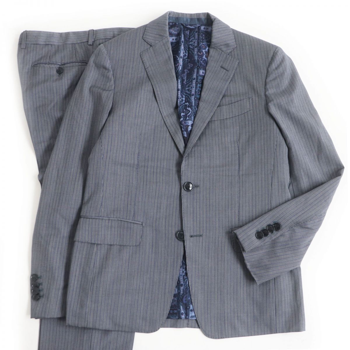 ドンドン見直し】美品□ETRO/エトロ ストライプ/ペイズリー柄 裏シルク