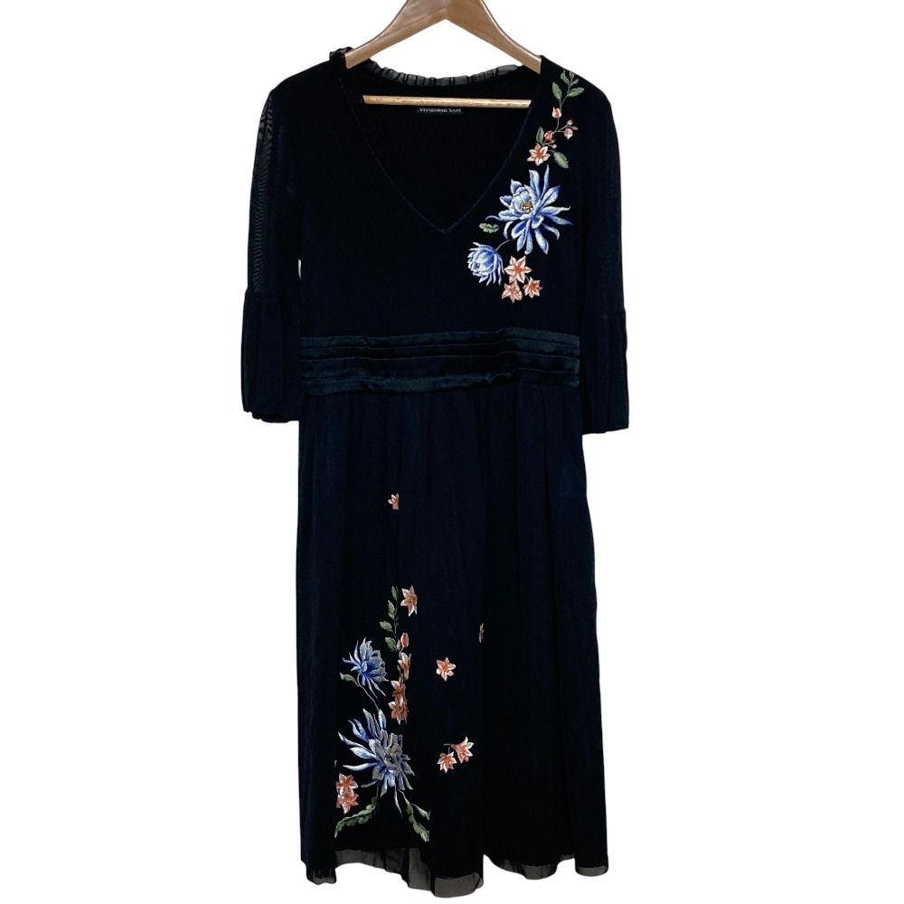美品 ヴィヴィアンタム Vivienne Tam 花柄刺繍 ビジュー装飾 パワー