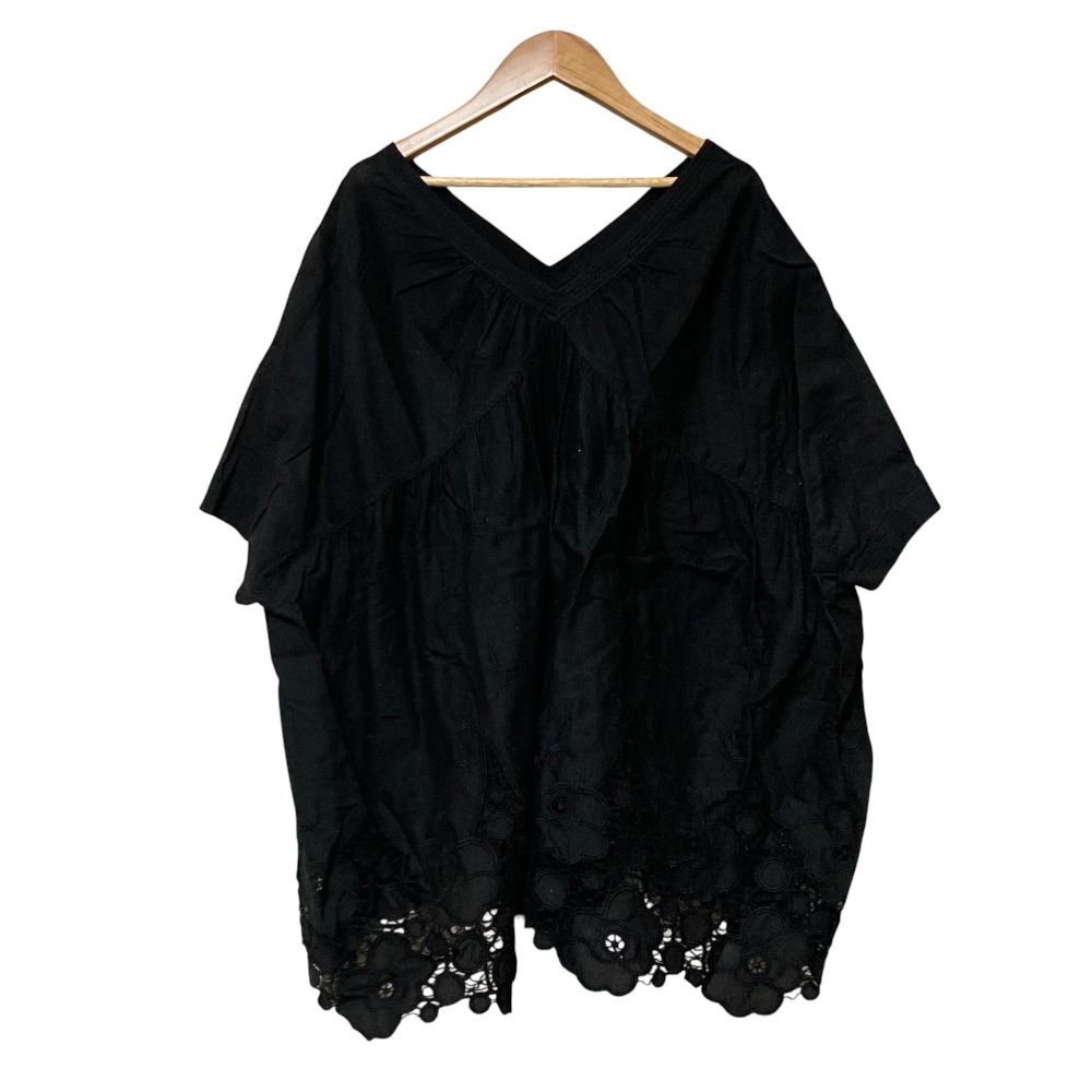 美品 zucca ズッカ エンブロイダリーレース ワイドシルエット プル