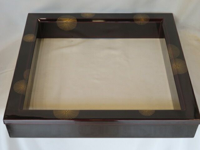 決算）輪島塗 坂一男作 唐松蒔絵 炉縁 溜塗【税込・送料込】【中古・美