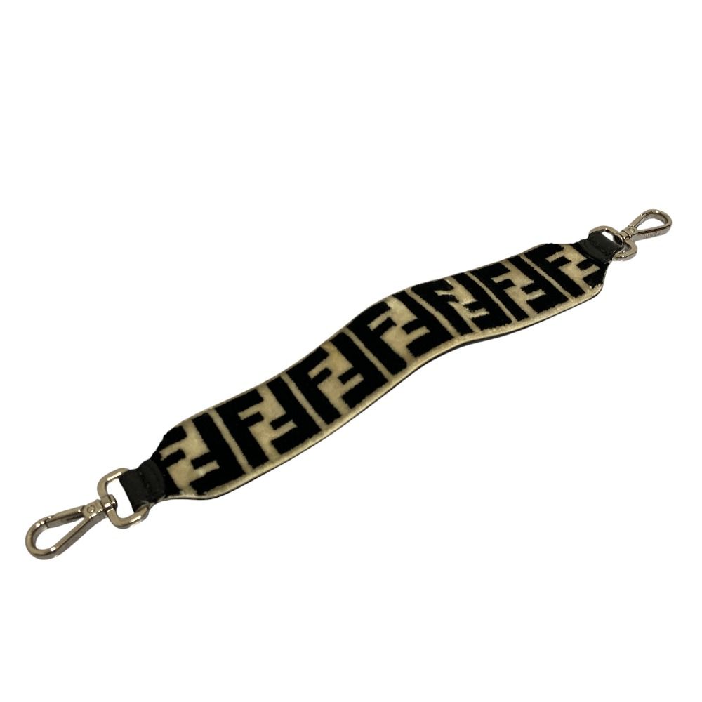 FENDI フェンディ ベルベット ズッカ ミニストラップユー バッグストラップ ブラック レディース 古着  USED