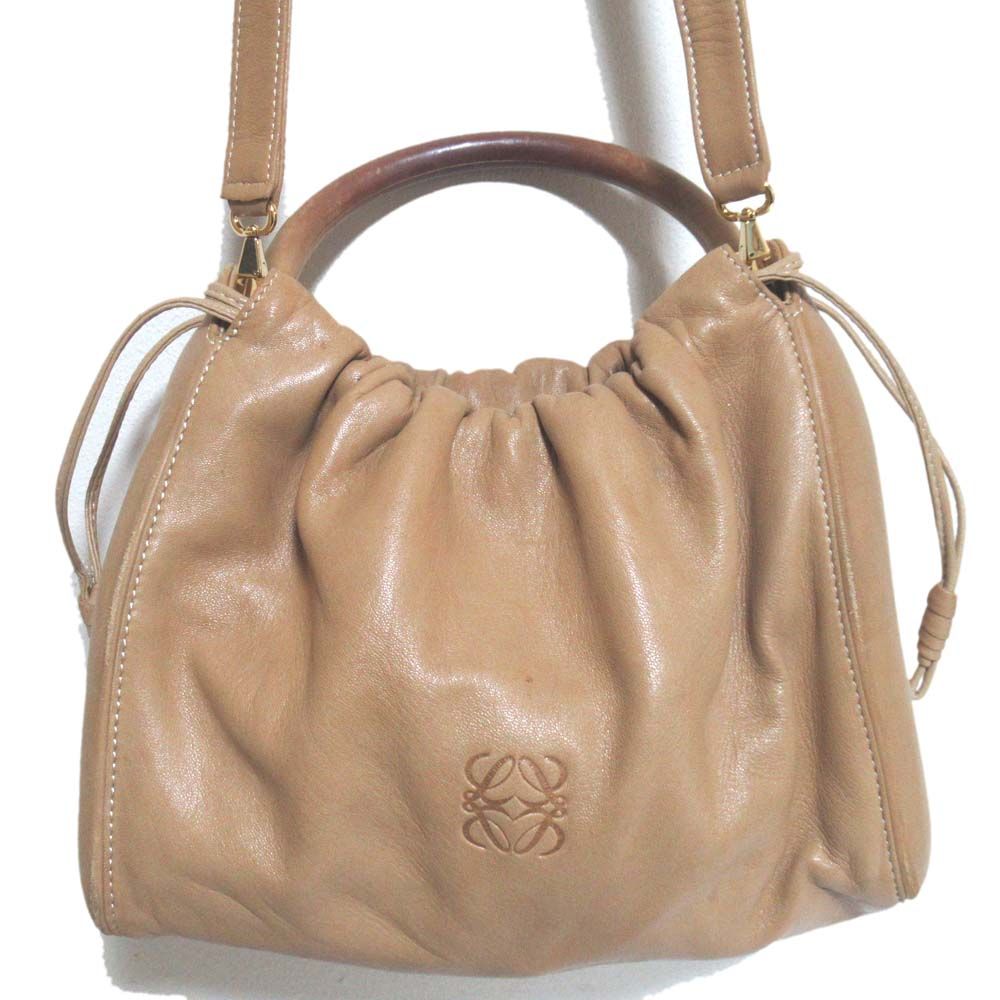 良品 LOEWE ロエベ フラメンコ アナグラム ナッパレザー 2WAY ショルダーバッグ ハンドバッグ ベージュ レディース 古着 中古 USED 良品 LOEWE ロエベ フラメンコ アナグラム ナッパレザー 2WAY