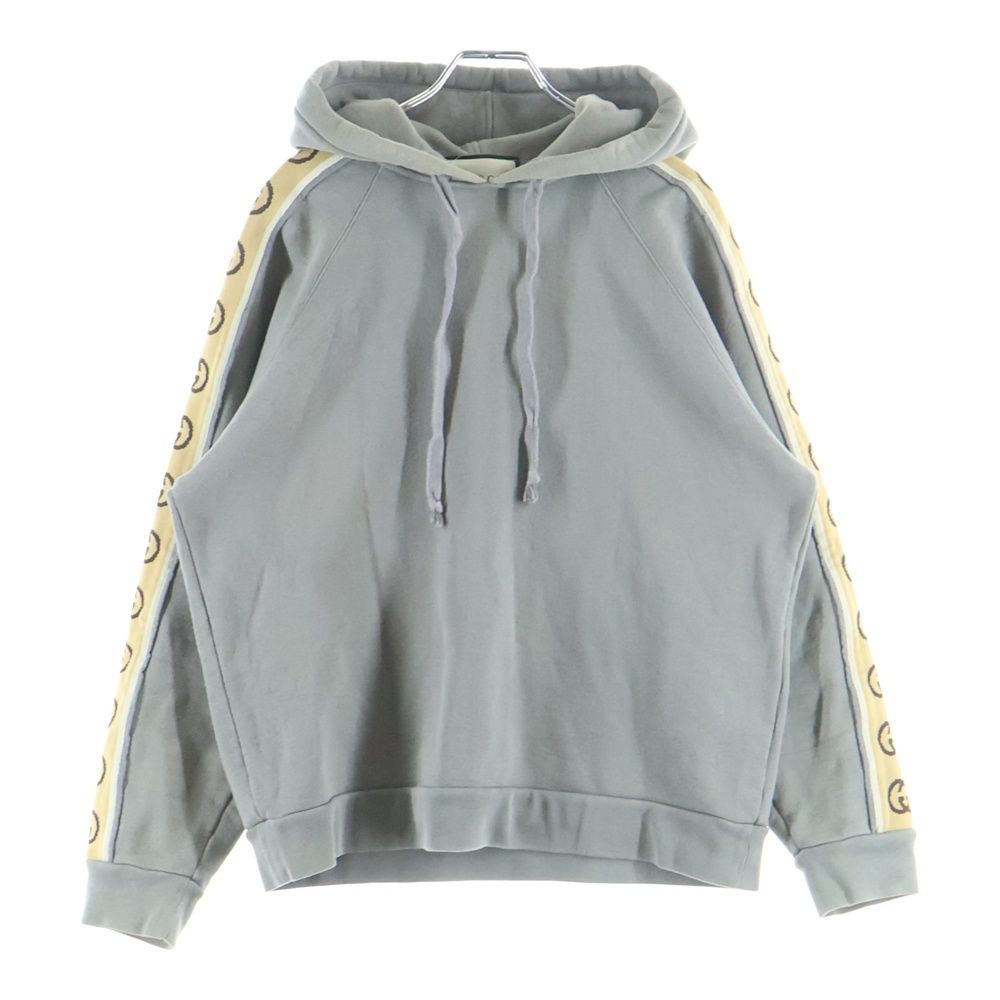 GUCCI (グッチ) 21AW コットンジャージー フーデッドスウェットシャツ サイドロゴパーカー グレー 596230 XJBUW