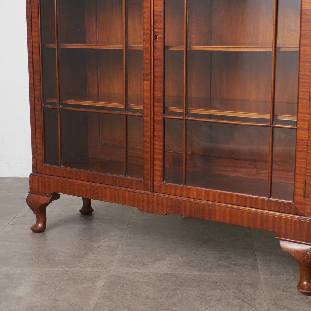 英国 アンティーク ガラス キャビネット マホガニー 飾り棚