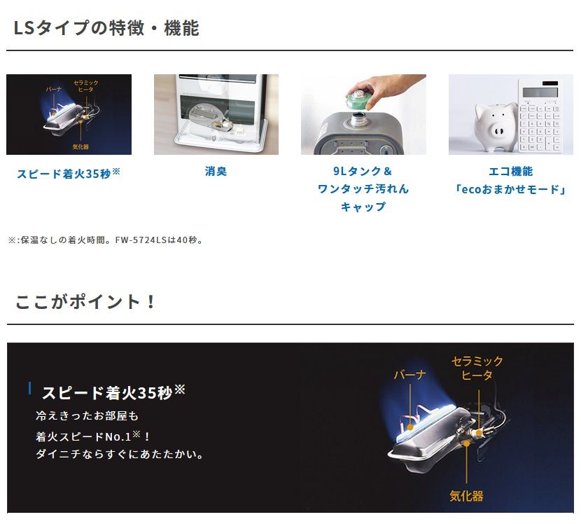 新品 【ダイニチ】 石油ファンヒーター FW-5724LS (W) ムーンホワイト