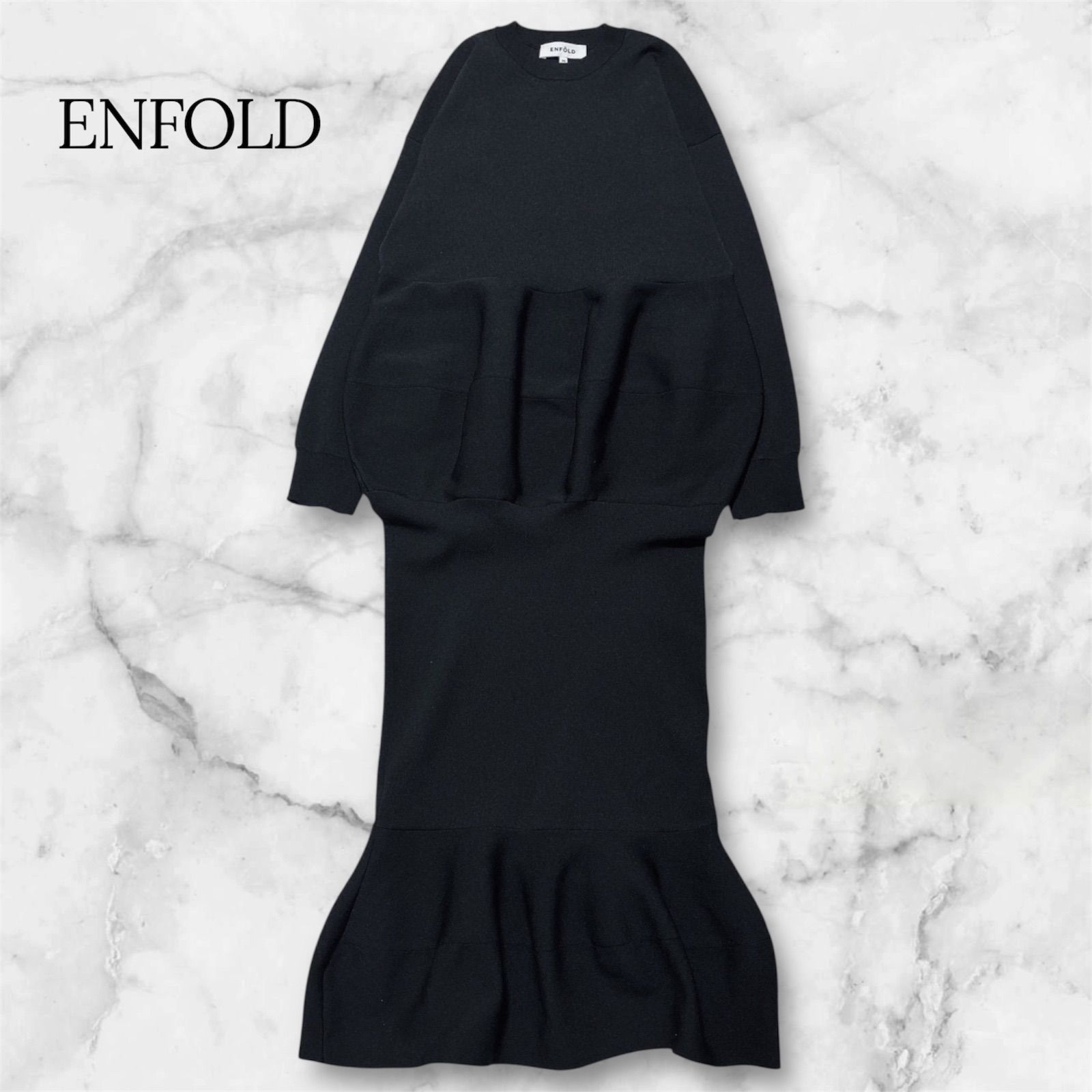 ENFOLD エンフォルド ミラノリブ 変形 マーメイド ニットワンピース 