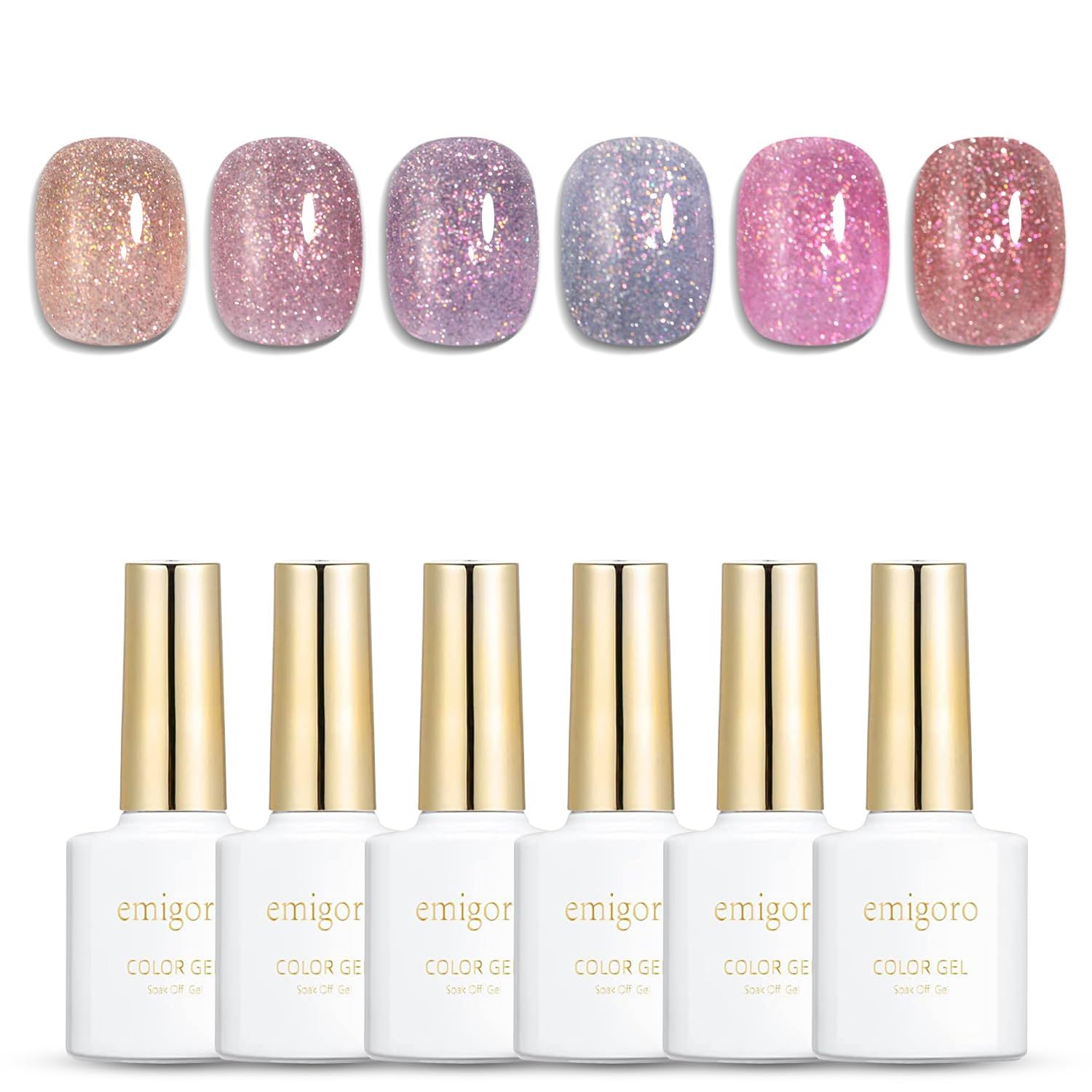 Special Price Flash Nail Gel Glitter Flash Glitter Color Gel Glitter Self Nail Glitter Gel Galaxy Nail Gel Nail 6 Color Set UV/LED Compatible (AN-Fireworks Glitter Gel)