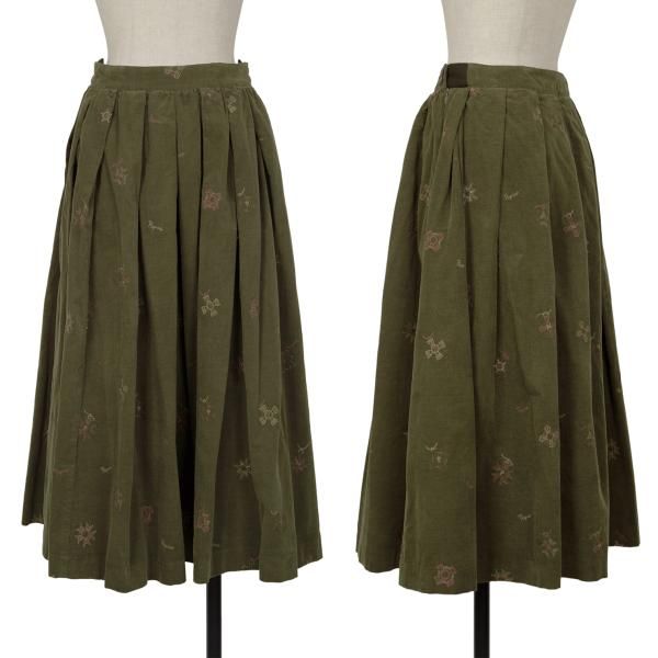 マドモアゼルノンノンMademoiselle NON NON コーデュロイプリーツ刺繍