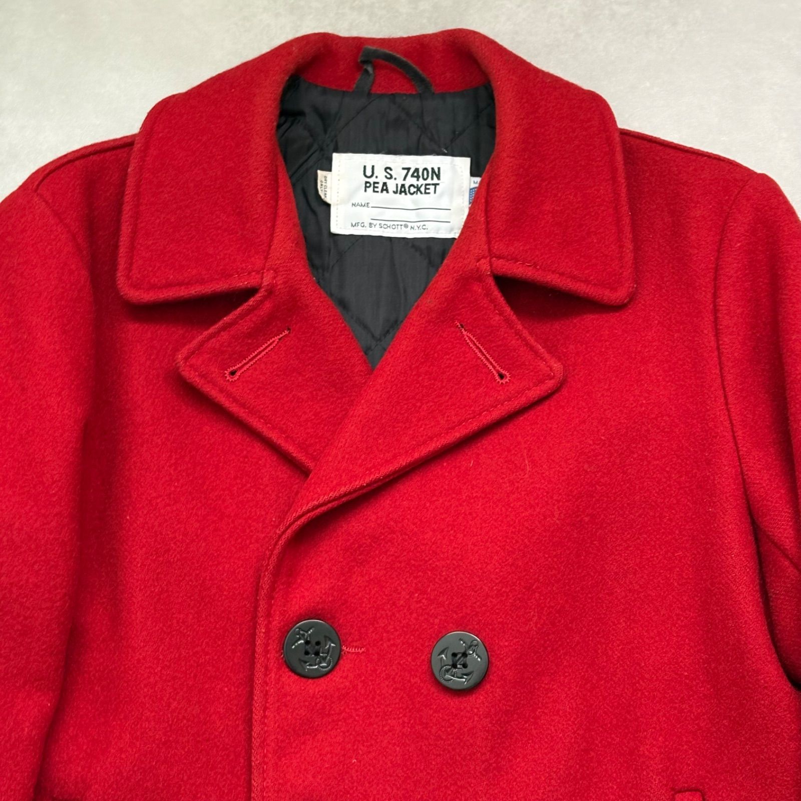 SCHOTT ショット 740N Pコート サイズ20 M相当 レッド 赤 ウール