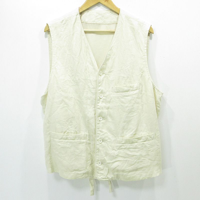 【三重本店】 中古 PORTER CLASSIC | ポータークラシック LINEN CLASSIC VEST リネンクラッシックベスト ホワイト系 ライトベージュ アイボリー 生成り サイズ：XL 【104】