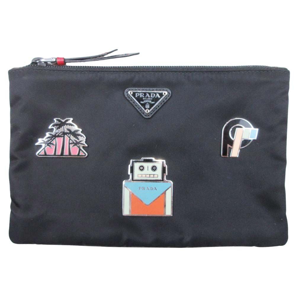 美品 2018年 プラダ PRADA ロボット メタルアップリケ ポーチ 小物