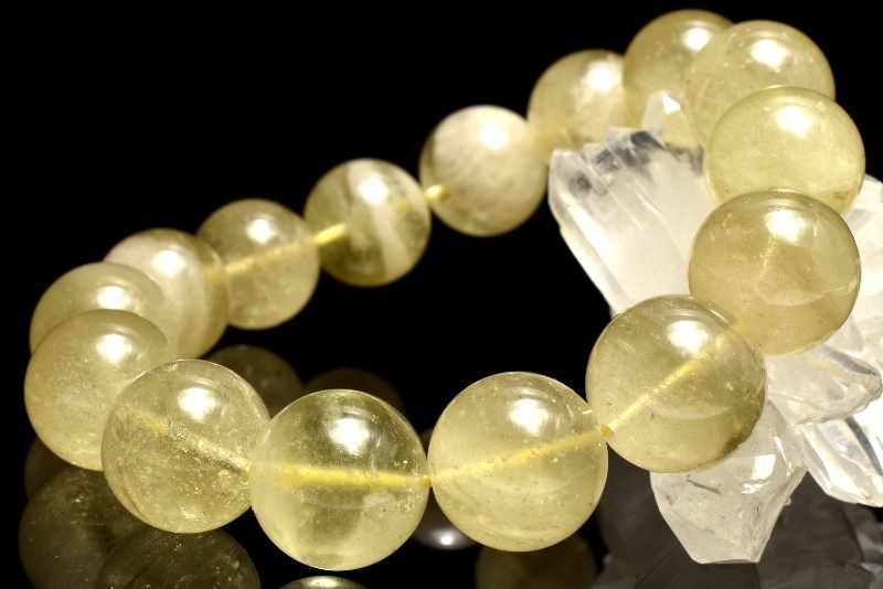 【１点物】クリストバライト内包！ リビアングラス　14mm　ブレスレット パワーストーン 天然石 _MC5852