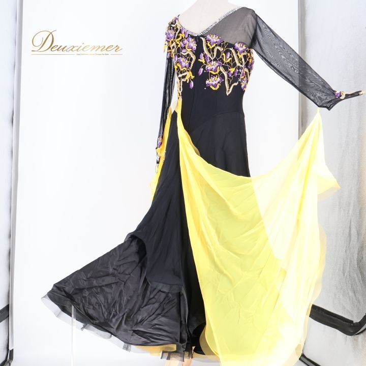 社交ダンス 衣装 スタンダードドレス ワンピース ドレス ブラック系