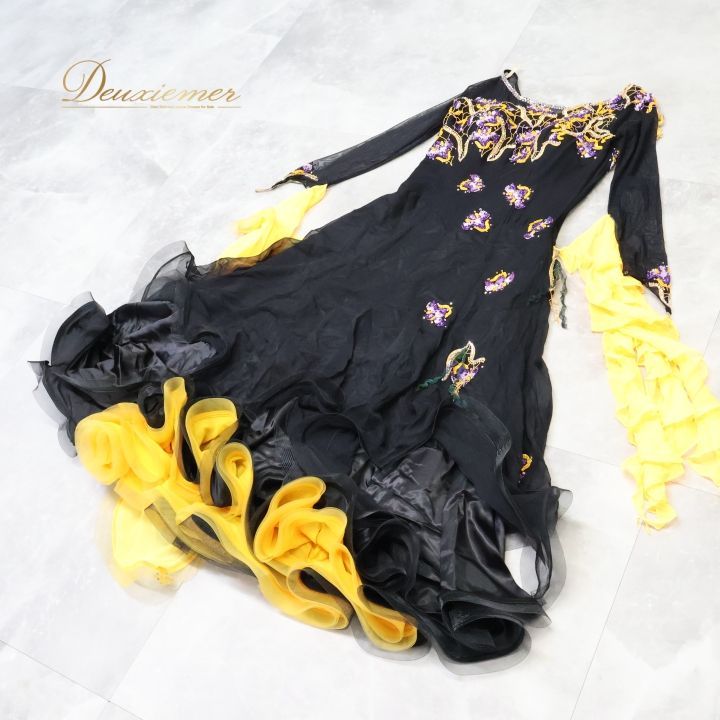 社交ダンス 衣装 スタンダードドレス ワンピース ドレス ブラック系