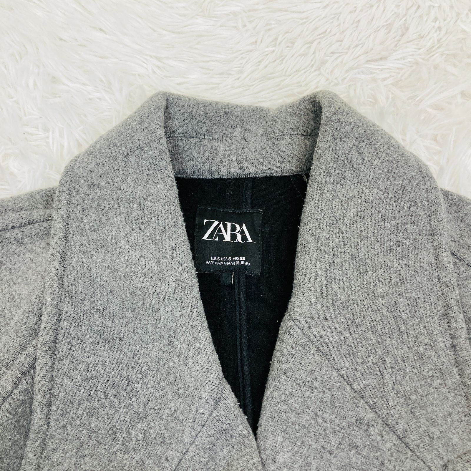 ZARA ザラ オーバーサイズ ダブルブレスト ロングコート グレー S 