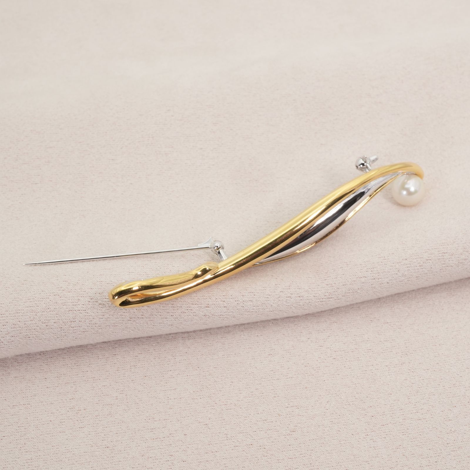 ミキモト 植田いつ子 コラボ コンビカラー ブローチ パール/25-3420