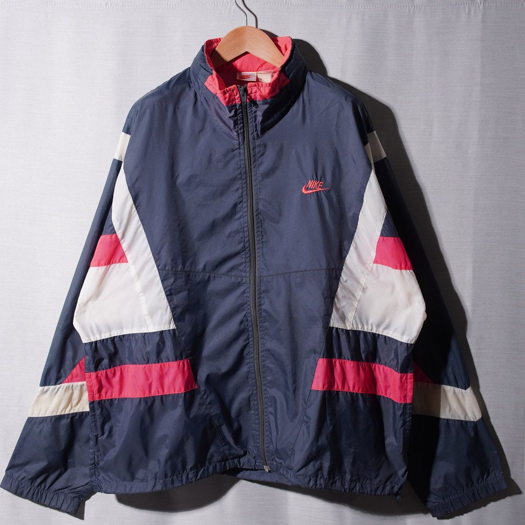 90s 銀タグ ナイキ NIKE ナイロンジャンケット XL ブルーグレー ピンク