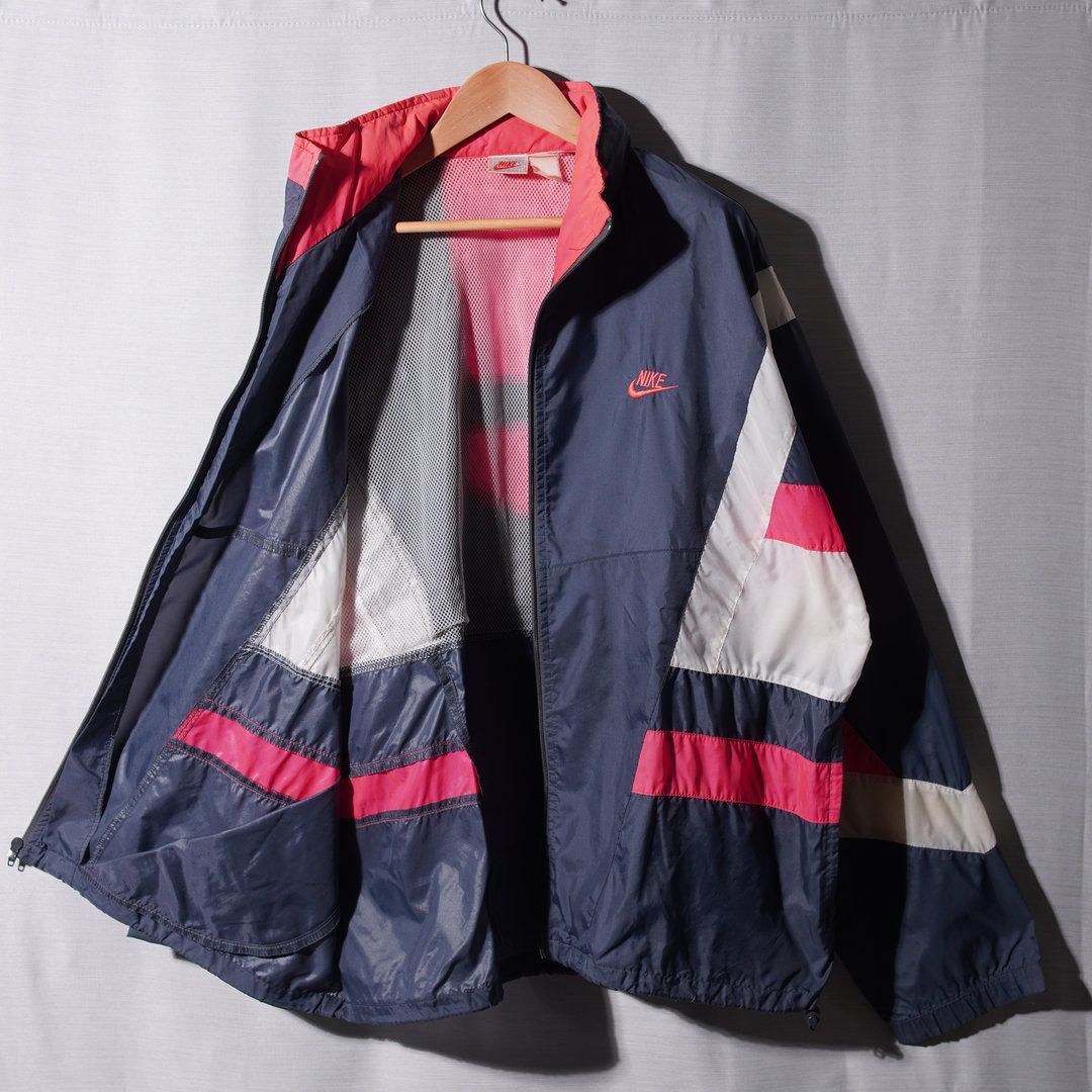 90s 銀タグ ナイキ NIKE ナイロンジャンケット XL ブルーグレー ピンク