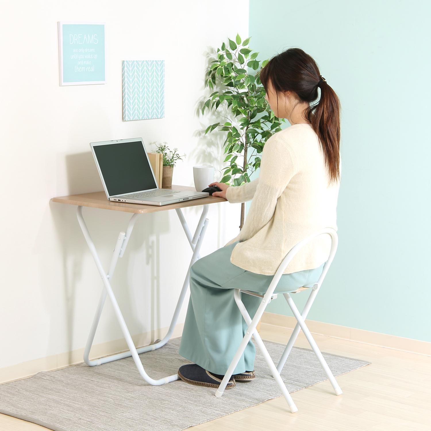 折りたたみ可能 簡易テーブルチェアセット ホワイト 折りたたみ テーブルチェアセット ホワイト